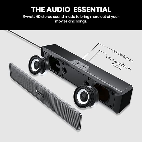 Portronics in Tune 3 6W Portable USB Wired Soundbar