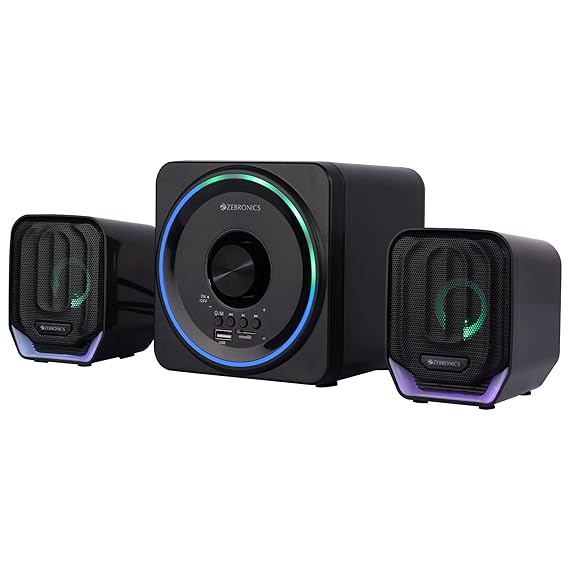 ZEBRONICS Newly Launched Pluto 2-2.1 Channel Desktop Speaker with 15 watts Outputtooth 5.0 | FM | 3.5mm Jack Line Input