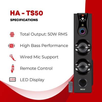 AKAI HA-TS50 50W Bluetooth Tower Speaker