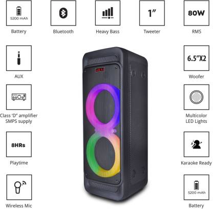 AKAI PartyMate Pro PM-80P 80W Wireless Bluetooth Party Speaker