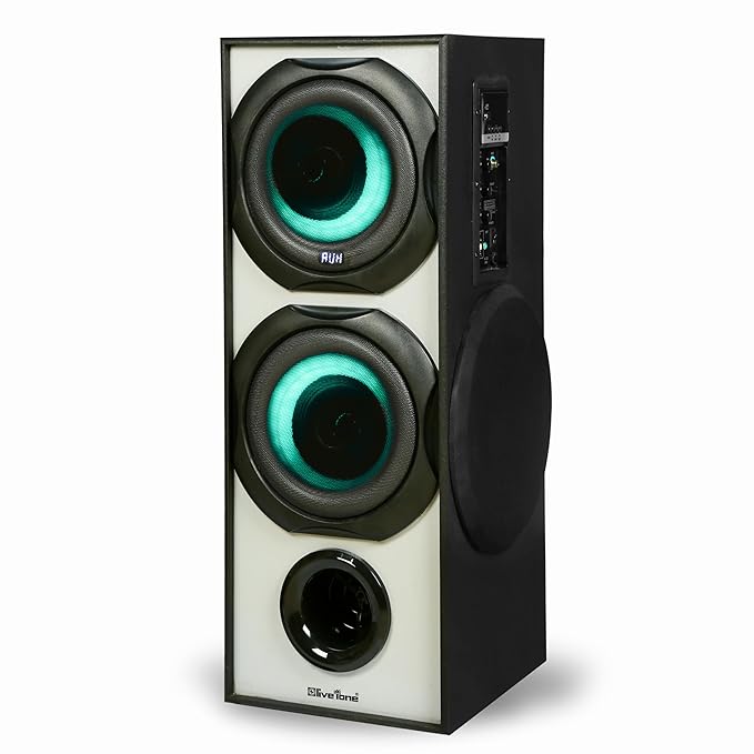 LIVETONE Pulse Tower Speaker with 110W RMS | 10" subwoofer | Dual mic for Karaoke | 3 Way Design with 4" Tweeter &4" Speaker | Remotetooth v5.0 | AUX | USB | Micro SD