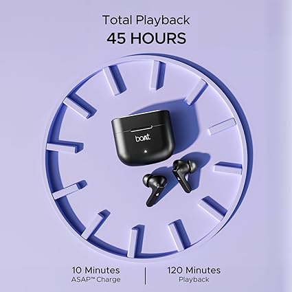 boAt Airdopes 91 in Ear TWS Earbuds with 45 hrs Playtime | Beast Mode with 50 ms Low Latency | Dual Mics with ENx | ASAP Charge | IWP Tech | IPX4 &Bluetooth v5.3