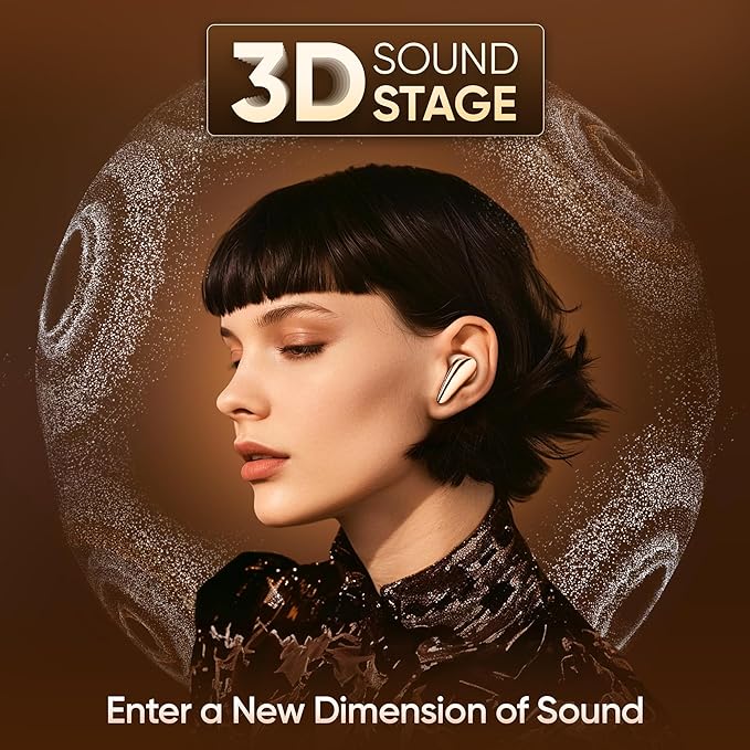 Mivi DuoPods i7 Earbuds - Step into The 3rd Dimension of Sound with 3D Soundstage | High Fidelity Drivers | Advanced Audio Codec for Lossless Audio | Peach Fuzz