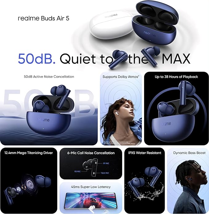 realme Buds Air 5 Truly Wireless in-Ear Earbuds with 50dB ANC