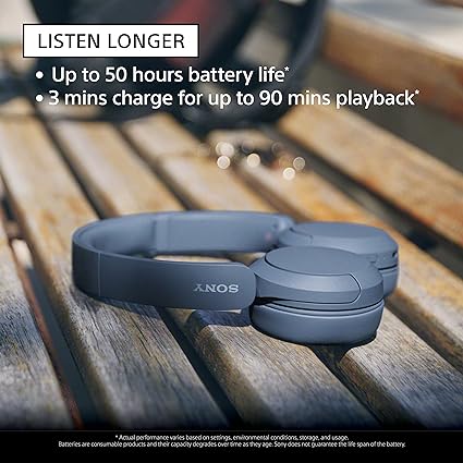 Sony WH-CH520 Wireless On-Ear Bluetooth Headphones with Mic