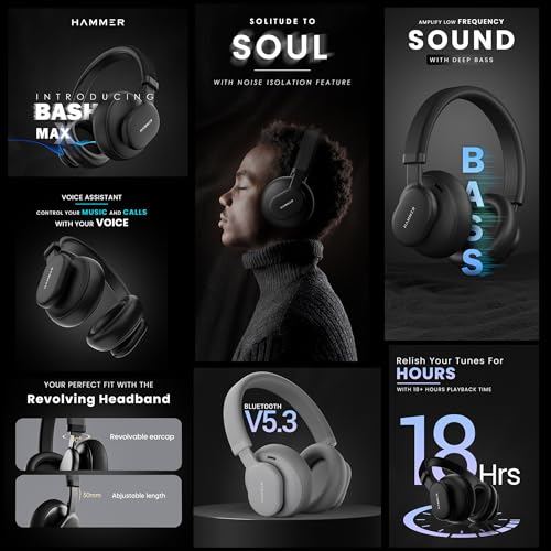 Hammer Bash Max Over The Ear Wireless Bluetooth Headphones with Mic