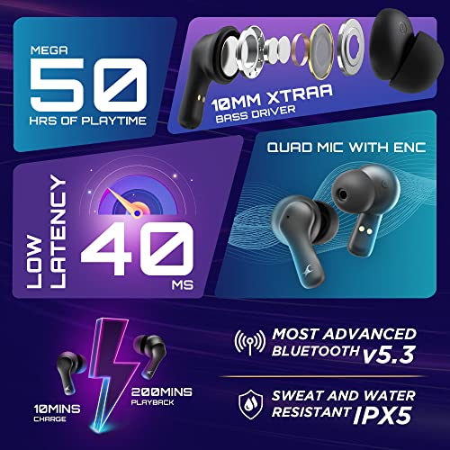 Fastrack Fpods FZ100 TWS in-Ear Earbuds with Mega 50 Hrs Playtime