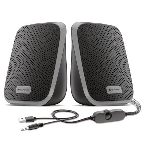 Lapcare Twiny 2.0 5W X 2 Computer Speaker | Stereo Sound | Compact &Portable | Distortion Free Sound | in-line Volume Control