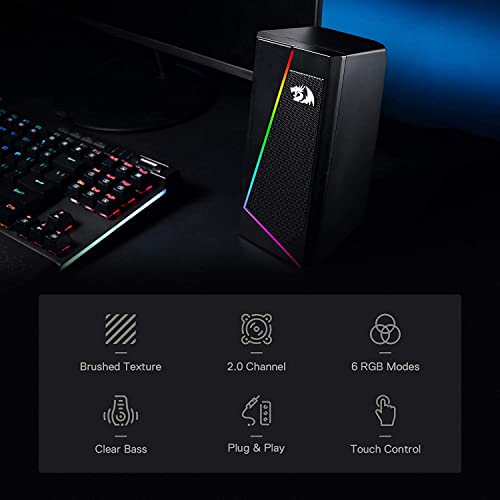 Redragon GS520 Anvil RGB Desktop Speakers | 2.0 Channel PC Computer Stereo Speaker with 6 Colorful LED Modes | 3W