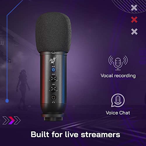 Redgear Shadow Vox Gaming Auxiliary, USB Unidirectional Microphone with RGB Lighting