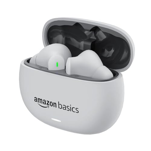 amazon basics True Wireless in-Ear Earbuds with Mic | Low-Latency Gaming Mode | Touch Control | IPX5 Water-Resistancetooth 5.3 | Up to 60 Hours Play Time