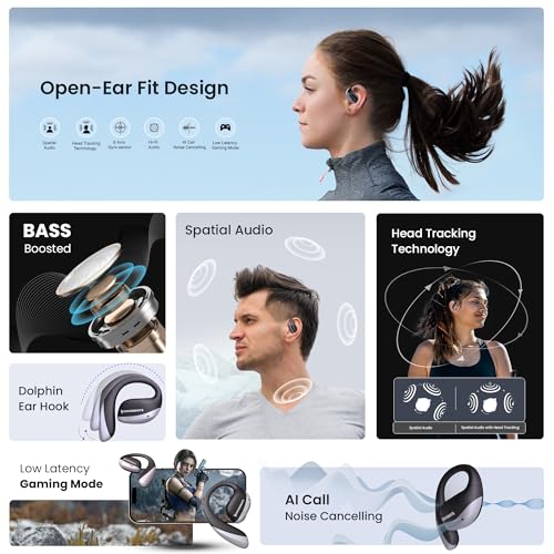 CrossBeats Arc Buds OWS open Ear wireless Earbuds 100hr Playtime 14.2mm Drivers IPX5 Rating Type-c Fast Charging