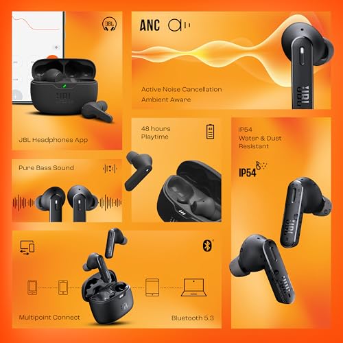 JBL New Launch Tune 245NC in Ear Wireless TWS ANC Earbuds | Customized Extra Bass with Headphones App | Dual Connect | Quick Charge | IP54tooth 5.3