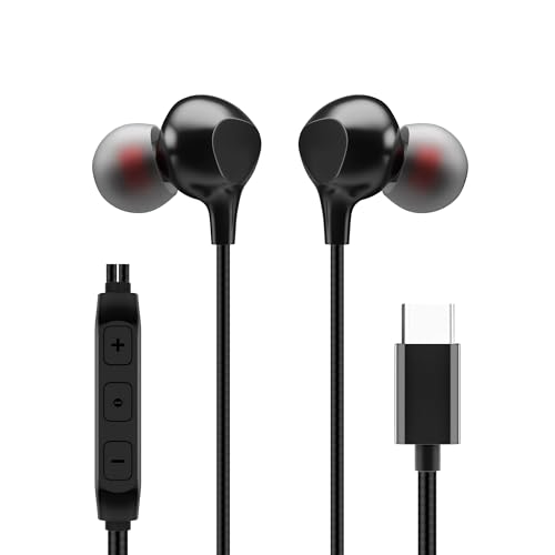 Kratos Thump-Pro Type C Earphone with 13 mm Driver | Tangle Free 1.2 Mtr Nylon Braided Wire | in-Line Volume Controller | Ultra Light C Type Earphones