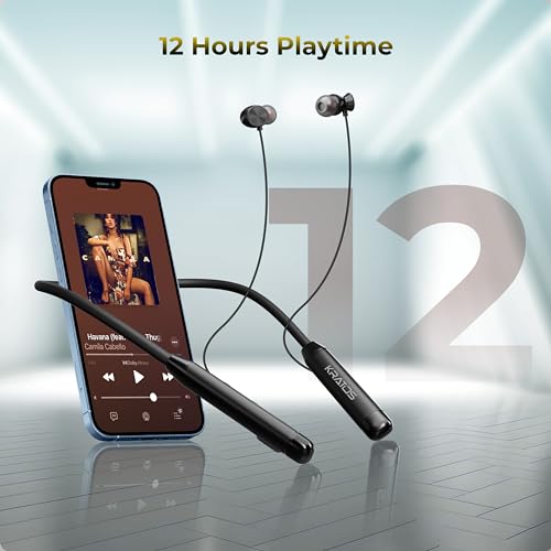 Kratos Vibez N2 Bluetooth Earphones for Musical Experience | 10 plus Hours Playtime | HD Calls | Fast Pairing | Smart Voice Assistant | Type C Fast Charging | BT V 5.2 Neckband Earphones with Magnetic Earbuds