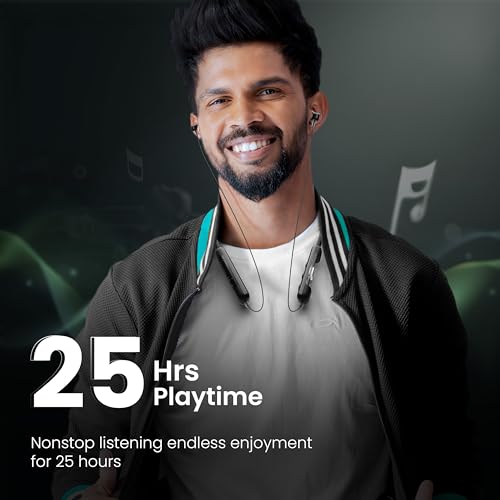Kratos Vibez N5 Neckband Earphones | Exclusive Transparent Design | 4 Voice Modes for Calls | 25 Hrs Playtime | Smart Voice Assistance | HD Sound &Rich Basstooth Earphones with Type C Fast Charging