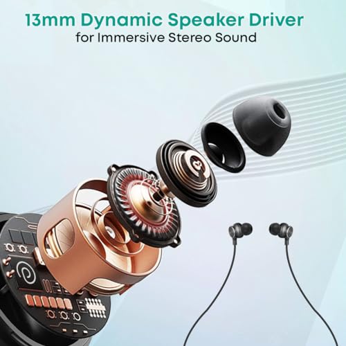 pTron InTunes Classic Bluetooth 5.2 Wireless in-Ear Headphones with Mic | 24H Playback | 13mm Driver | Fast Charging Type-C Neckband | Dual Pairing | Voice Assist &IPX4 Water Resistant | Jet Black &Green