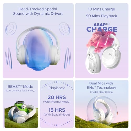 boAt Nirvana Eutopia Bluetooth Headphones with Head Tracking Function | Spatial Audio | 20 HRS Playtime | ENx Tech | ASAP Charge