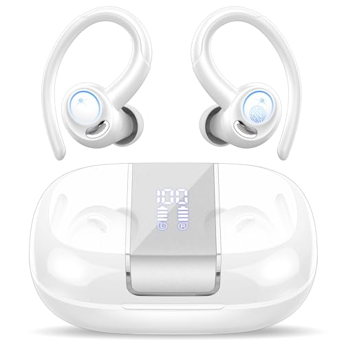 Csasan Headphones Wireless Earbuds Sporttooth 5.3 Over Ear Buds Stereo Deep Bass Headset with Earhooks with HD Mic | IP7 Waterproof Earbud