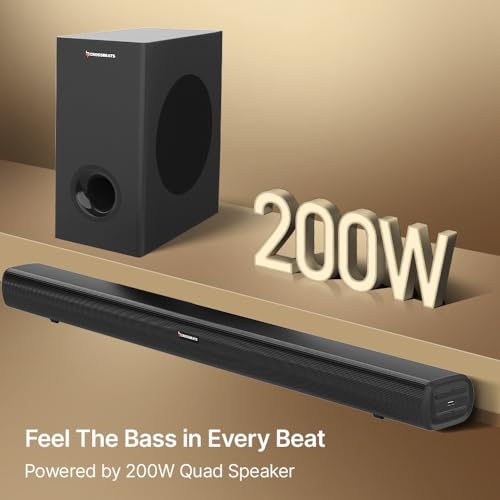 CrossBeats Blaze B600 2.1 200W Home Theatre with subwoofer, Remote Control, Bluetooth Speaker with Bass, Soundbar 3 EQ Modes, HDMI Arc, USB optical & Aux