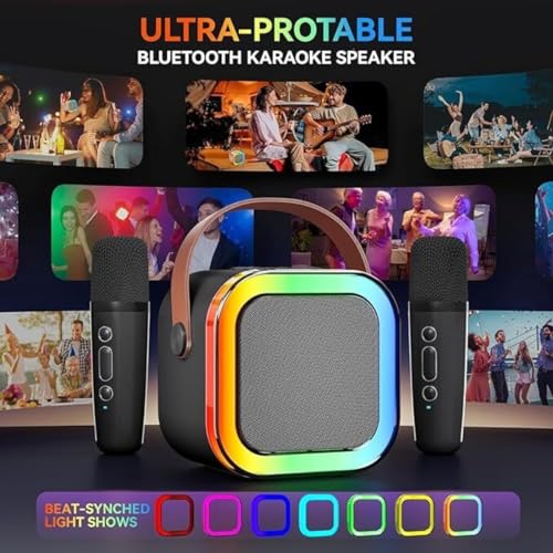 INEFABLE Mini Karaoke Machine Microphone Portable Bluetooth Wireless Speaker with Wireless Mic