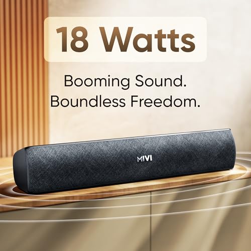 Mivi Fort Q18 Soundbar with 18W Surround Sound | 2.0 channel with 2 in built | Multiple Input Modes | 6H Playtime | 2000mAh