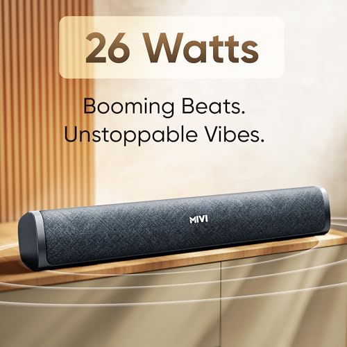 Mivi Fort Q26 Soundbar with 26W Surround Sound | 2.0 channel with 2 in built | Multiple Input Modes | 6H Playtime | 2500mAh