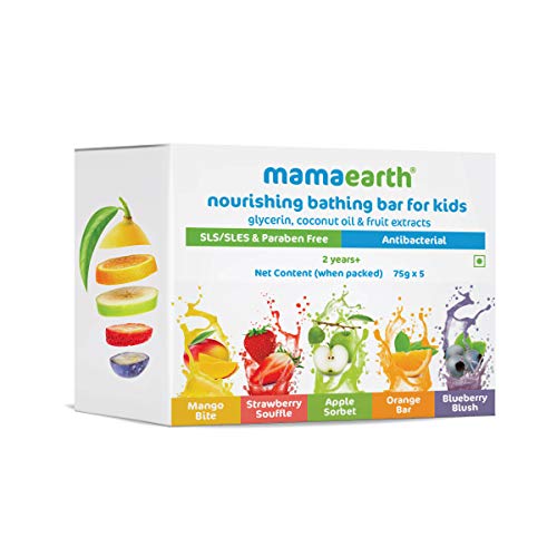 MamaEarth Fruit based Nourishing Clear Bathing Bar Baby Soap, 75gm (Pack of 5)