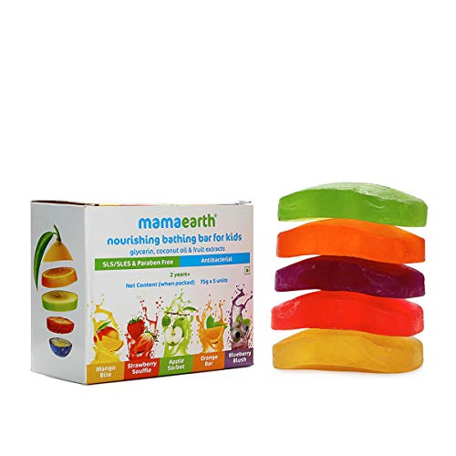 MamaEarth Fruit based Nourishing Clear Bathing Bar Baby Soap, 75gm (Pack of 5)