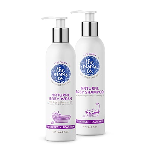 The Moms Co. All Natural Tear-Free Cleaning Bundle for Baby with Natural Baby Wash and Baby Shampoo