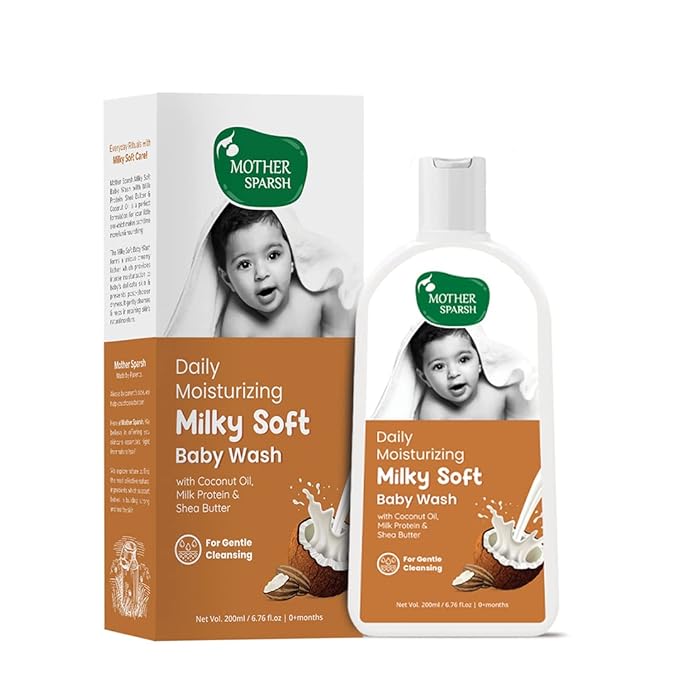 Mother Sparsh Milky Soft Baby Body Wash with Milk Protein & Coconut Oil pH Balanced Natural Baby Wash
