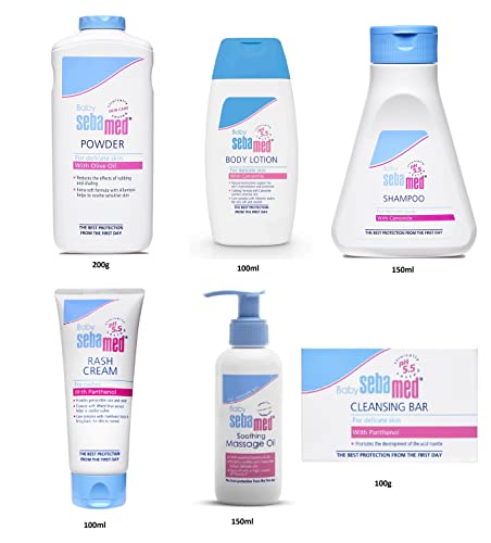 Sebamed Infant Baby Combo of 6 (Talcum 200gm, Lotion 100ml, Shampoo 150ml, Rash Cream 100gm, Massage Oil 150ml, Soap 100gm)