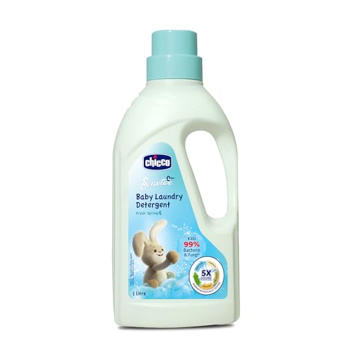Chicco Baby Laundry Detergent, 5X Stain &Germ Fighter, Kills 99% of Germs, Dermatologically Tested for Effective &Gentle Cleaning, Fresh Spring