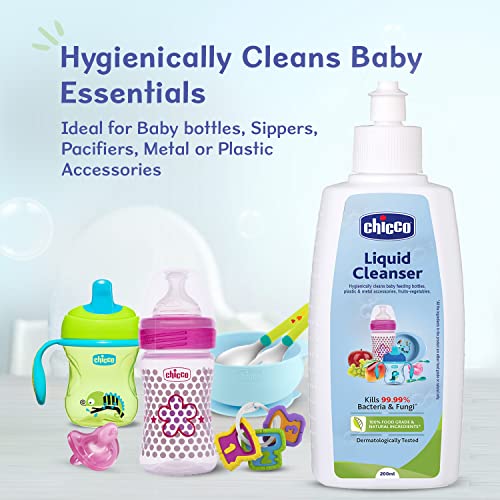 Chicco Liquid Cleanser Bottle Wash for Cleaning Baby Bottles, 100% Food Grade &Natural Ingredients, Kills 99.99% Germs, Anti-Bacterial &Anti-Fungal