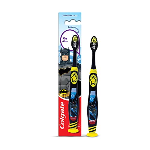 Colgate Kids Toothbrush Batman, Ultra Soft Toothbrush with Tongue Cleaner, Soft Bristle Toothbrush Ideal for kids - 1 Pc