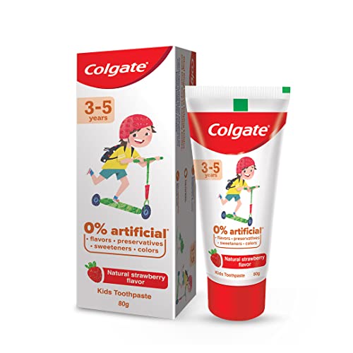 Colgate Toothpaste for Kids, Natural Strawberry Flavour Tooth paste, with 0% Artificial Flavors