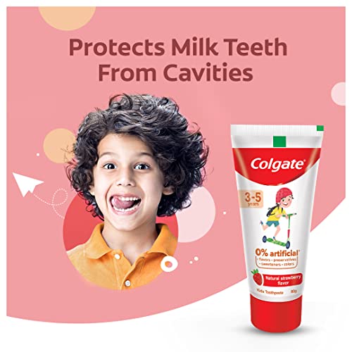 Colgate Toothpaste for Kids, Natural Strawberry Flavour Tooth paste, with 0% Artificial Flavors
