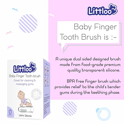 LITTLOO Silicone Baby Finger Manualtoothbrush, Great For Massaging &Cleaning Gums, Bpa-Free, Kids Finger Toothbrushes