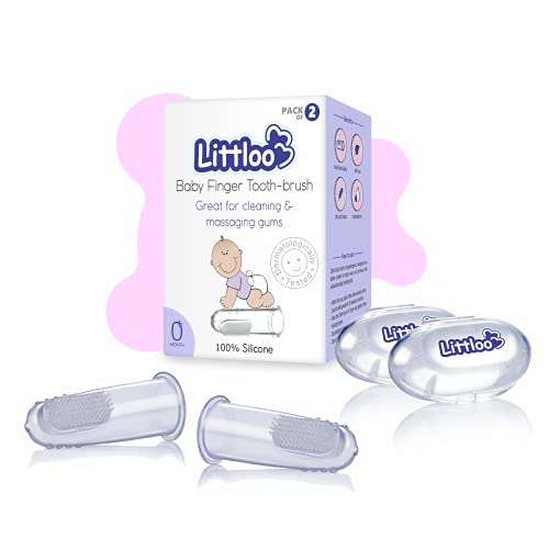 LITTLOO Silicone Baby Finger Manualtoothbrush, Great For Massaging &Cleaning Gums, Bpa-Free, Kids Finger Toothbrushes