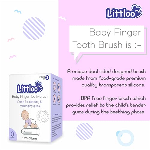 LITTLOO Silicone Baby Finger Manualtoothbrush, Great For Massaging &Cleaning Gums, Bpa-Free, Kids Finger Toothbrushes