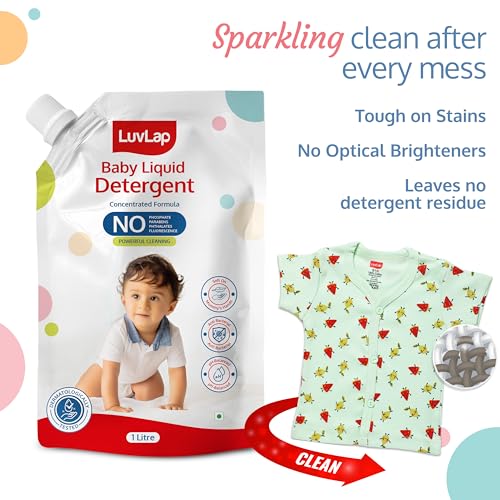 LuvLap Baby Laundry Detergent pH Balanced Dermatologically tested formula, No harsh chemicals