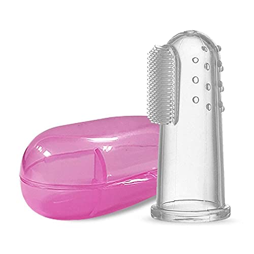 LuvLap Baby Silicone Finger ToothBrush with case for Easy Cleaning, Massaging, and Soothing Gums, Oral Hygiene