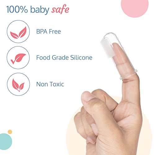 LuvLap Baby Silicone Finger ToothBrush with case for Easy Cleaning, Massaging, and Soothing Gums, Oral Hygiene