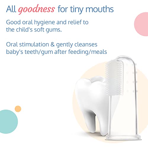 LuvLap Baby Silicone Finger ToothBrush with case for Easy Cleaning, Massaging, and Soothing Gums, Oral Hygiene