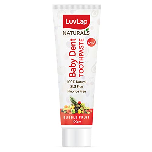 LuvLap Naturals 100% Natural Baby Toothpaste, Bubble Fruit Flavour, 12M+
