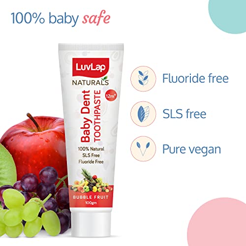 LuvLap Naturals 100% Natural Baby Toothpaste, Bubble Fruit Flavour, 12M+