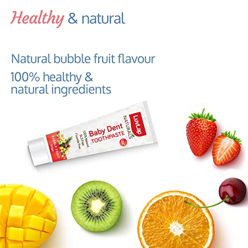 LuvLap Naturals 100% Natural Baby Toothpaste, Bubble Fruit Flavour, 12M+