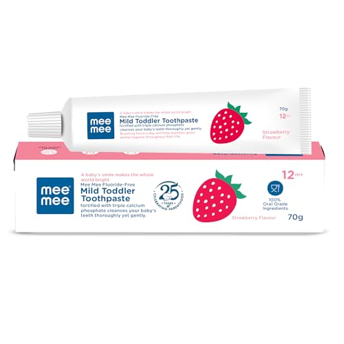 Mee Mee Baby Toothpaste Fluoride Free, Toothpaste For Babies &Toddlers For cavity Protection, Oral Care, Strawberry Flavour