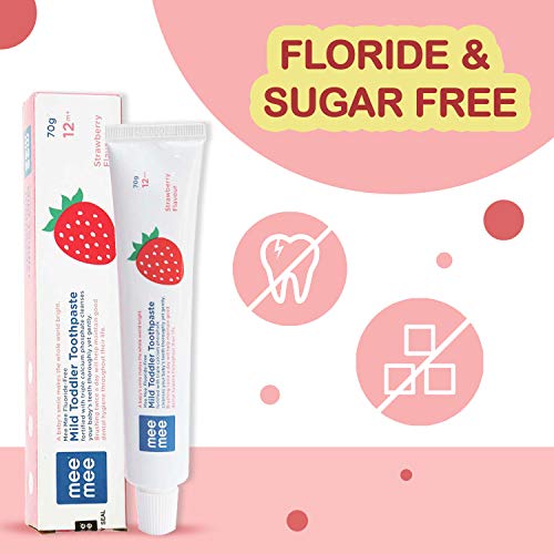 Mee Mee Baby Toothpaste Fluoride Free, Toothpaste For Babies &Toddlers For cavity Protection, Oral Care, Strawberry Flavour
