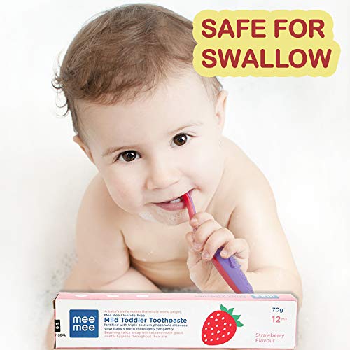 Mee Mee Baby Toothpaste Fluoride Free, Toothpaste For Babies &Toddlers For cavity Protection, Oral Care, Strawberry Flavour